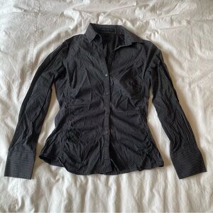 Express Design Black and White Striped Button Shirt